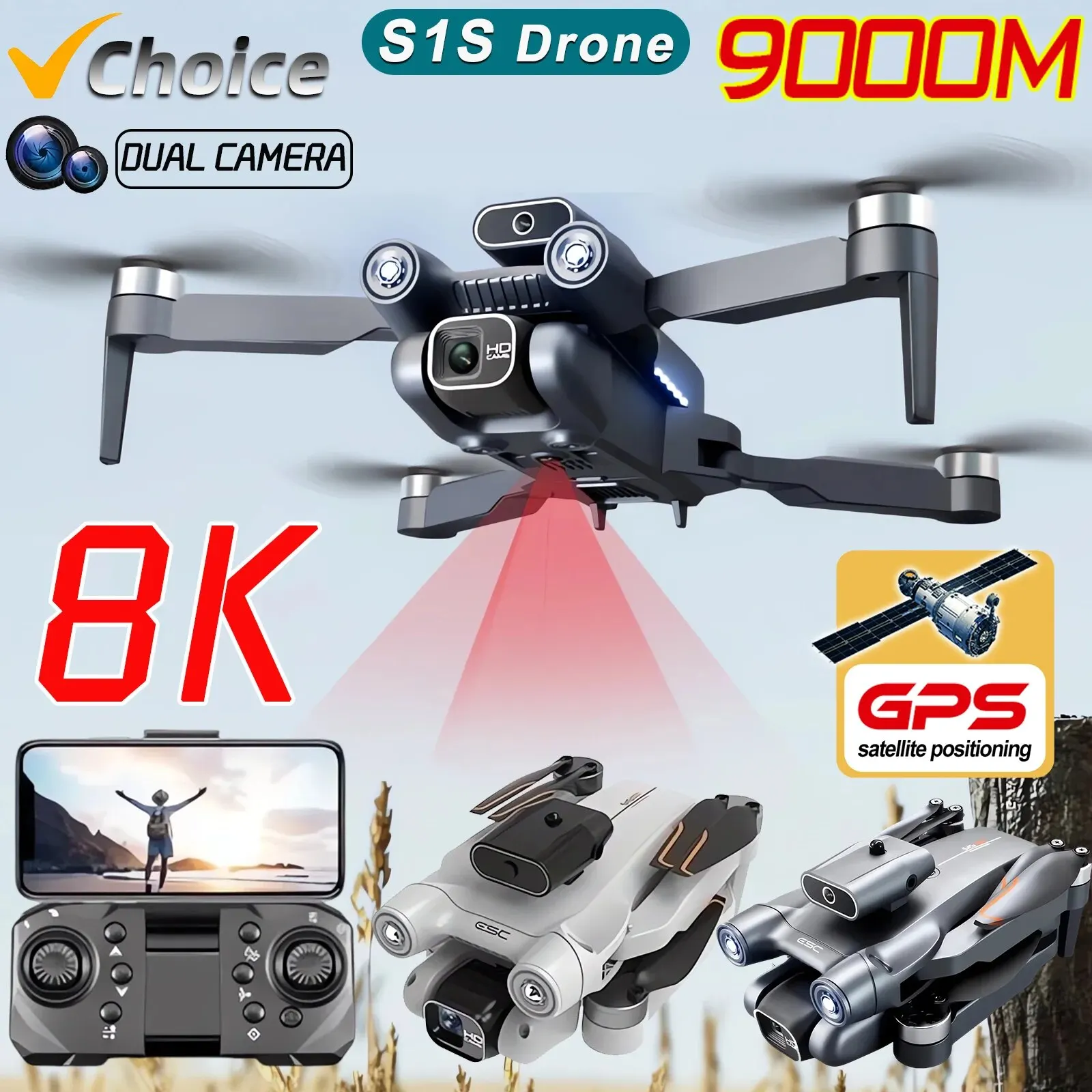 New S1S 5G GPS Drone Camera 8K - Drone Camera 4K ulasan dan harga